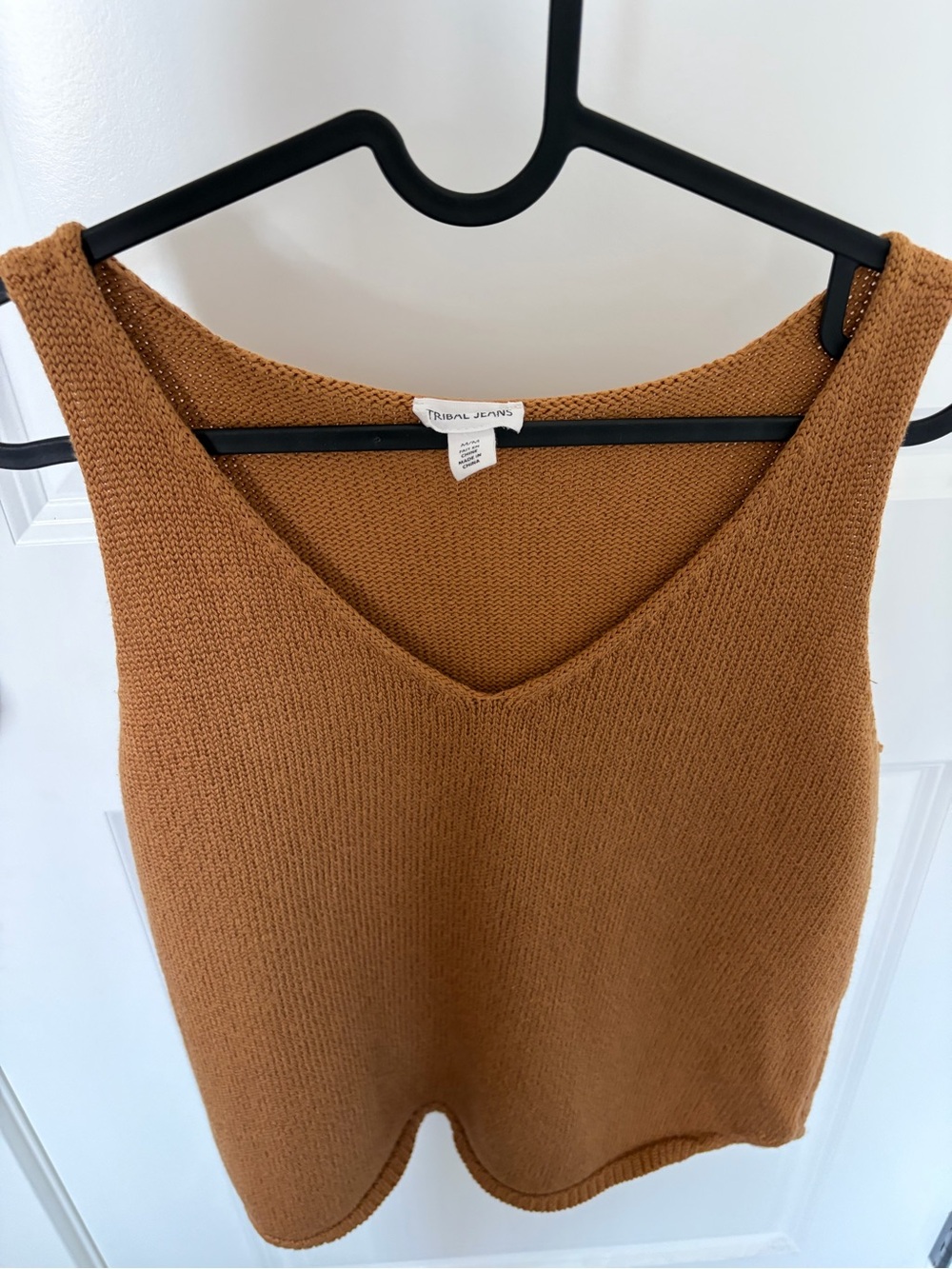 Tribal Jeans V-Neck Knit Tank Top - Caramel Brown